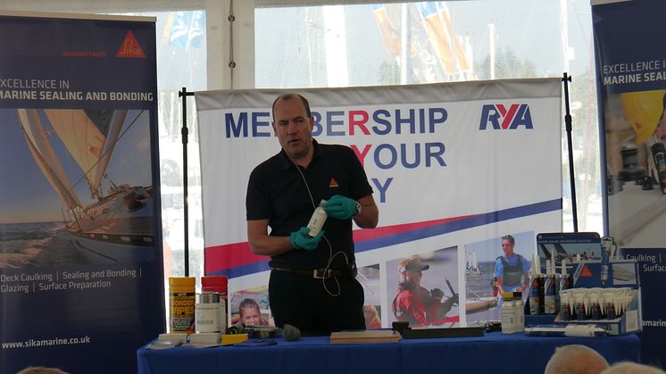 Gareth Ross from Sika Limited giving a practical talk at 2016's Scotland Boat Show