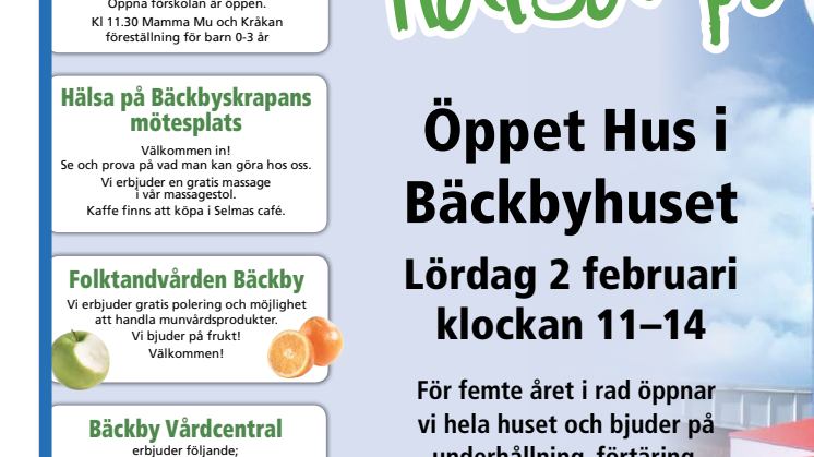 Program Öppet hus i Bäckby 2 februari 