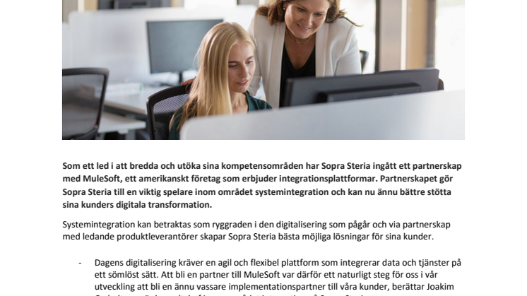 Sopra Steria breddar sitt erbjudande inom systemintegration