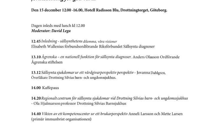 Satsning på sällsynta diagnoser i Västra Götaland diskuteras på seminarium 