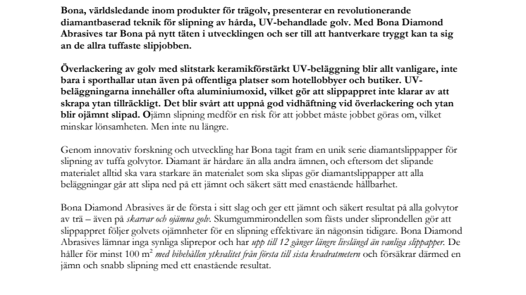 Bona Diamond Abrasives – för tuff golvslipning