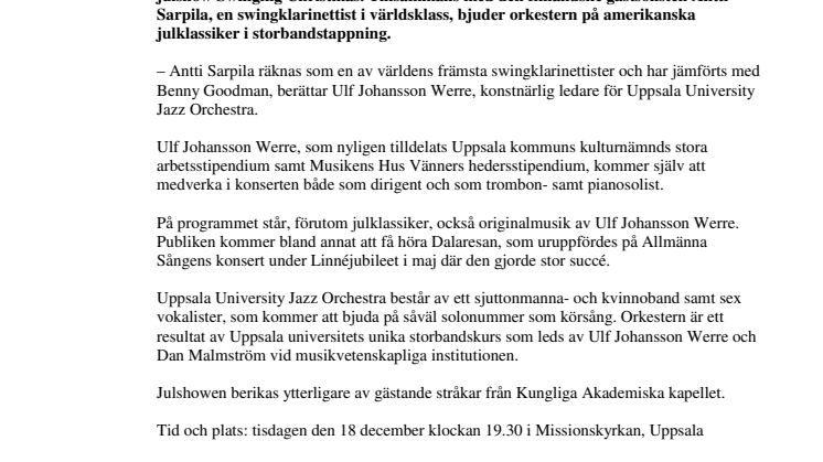 Jazzig julkonsert med amerikanska klassiker