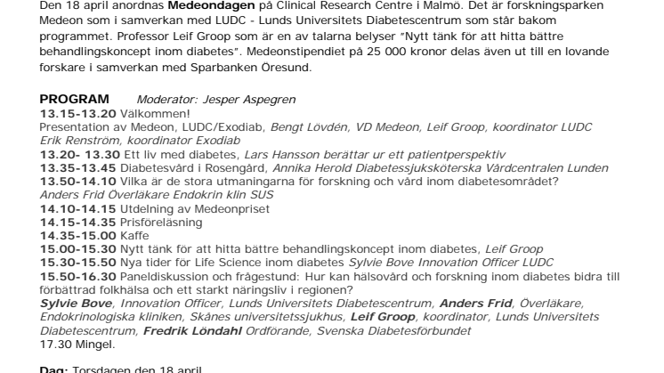 Hur kan hälsovård och forskning inom diabetes bidra till förbättrad folkhälsa och ett starkt näringsliv i regionen?
