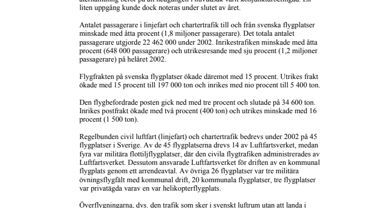 2002 dåligt år för flygtrafiken