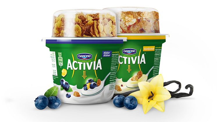 Hatten av för nya Activia Mellanmål!       Probiotisk yoghurt med flingor som gör gott för magen