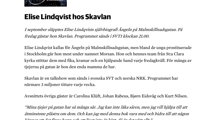 Elise Lindqvist hos Skavlan