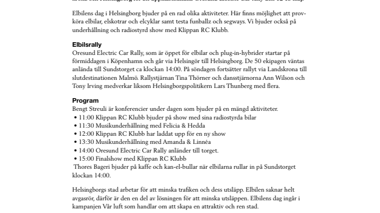 Välkommen till Elbilens dag på Sundstorget i Helsingborg