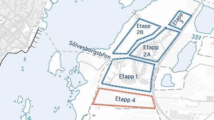 Kartbild över etapperna i stadsdelen Ljungaviken Sölvesborgs kommun