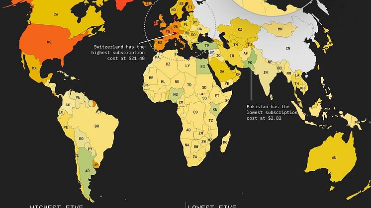 Mapped: How Much Netflix Costs in Every Country