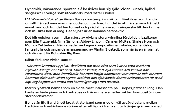 Vivian Buczek med Martin Sjöstedt  & Bohuslän Big Band – "A Woman's Voice" på Palladium Malmö 22 oktober