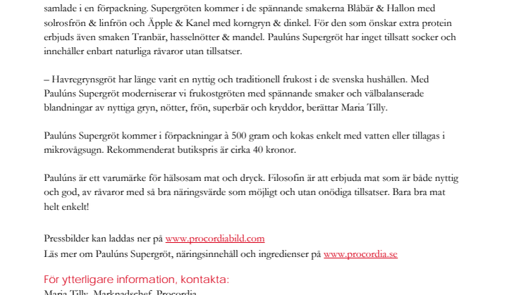 Nyhet från Paulúns– Nyttig och spännande supergröt för en bra start på dagen 