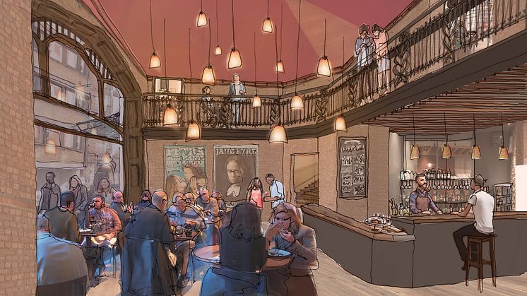 Cafe_Sketch concept view ground floor.Haworth Tompkins
