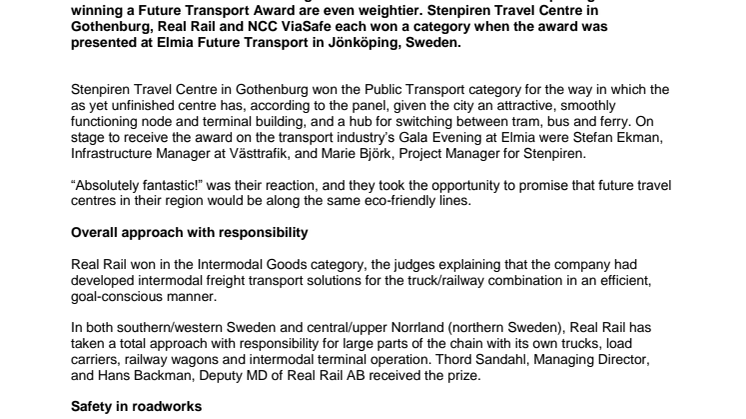 Future Transport Award, English