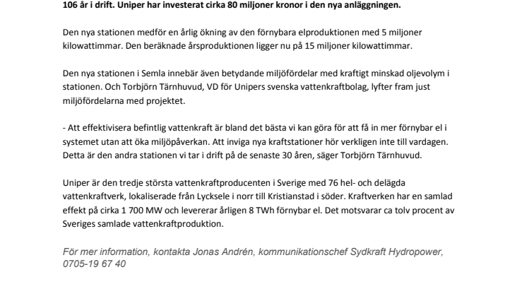 Mer elproduktion och minskad miljörisk med ny kraftstation i Semla 