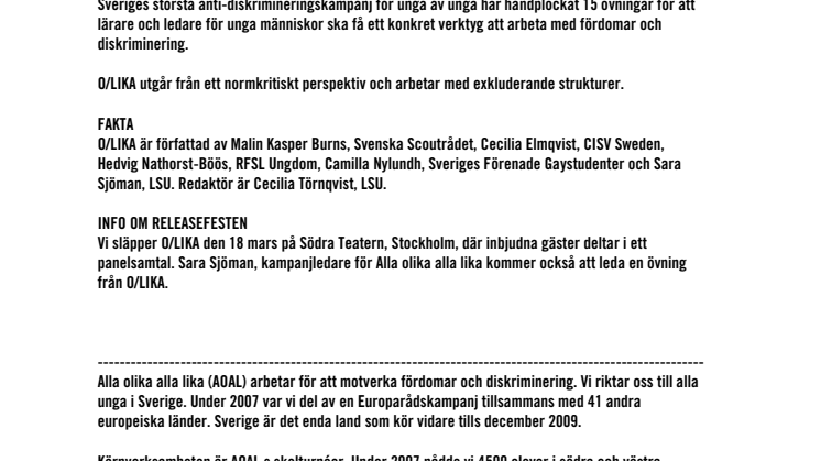 O/LIKA – Ett metodmaterial mot fördomar och diskriminering