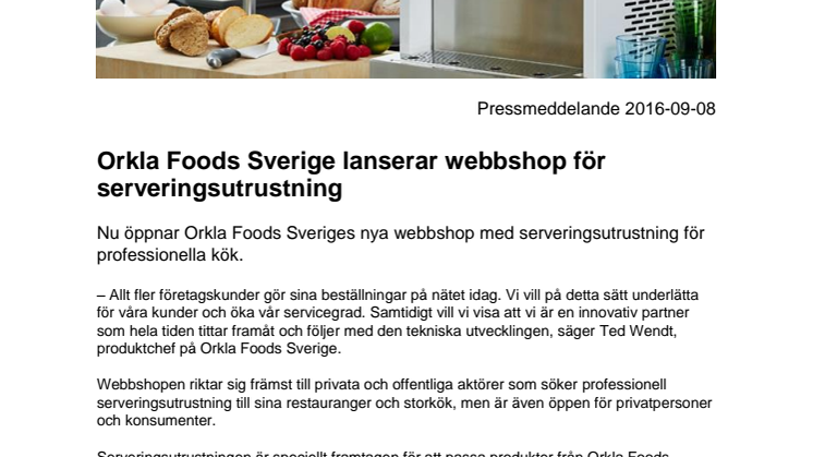 Orkla Foods Sverige lanserar webbshop för serveringsutrustning 