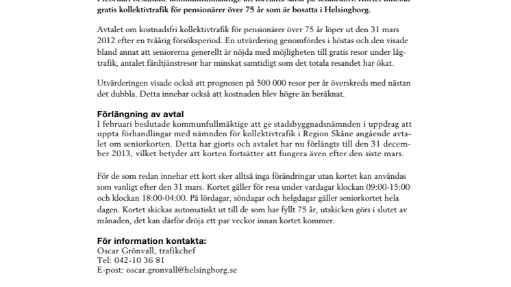 Avtalet om seniorkorten förlängs	