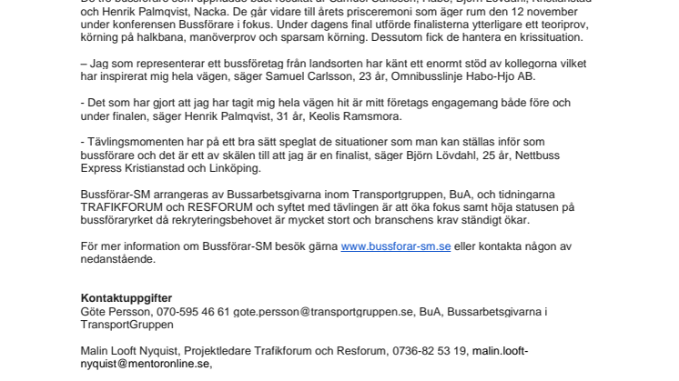 Henrik Palmqvist, Nacka, är en av Sveriges bästa bussförare 2013