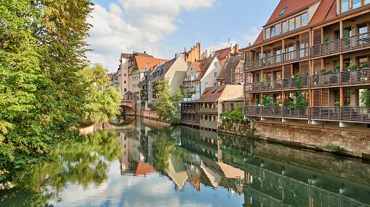 Nürnberg: Ved bredden Pegnitz ved Henkersteg