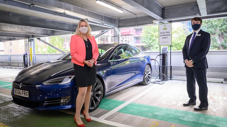 Mims Davies MP joins Chris Fowler, Customer Services Director for Southern, to open the new EV charging hub at Haywards Heath station. More photos available to download below.
