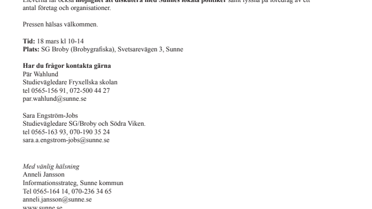 Framtidsdag för Sunneelever