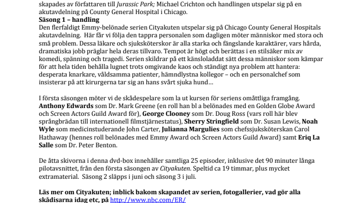 Cityakuten -  svensk DVD-premiär 13 april!