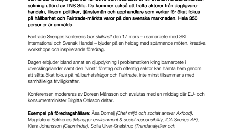 Pressinbjudan:  Välkommen till Fairtrade Sveriges konferens den 17 mars!