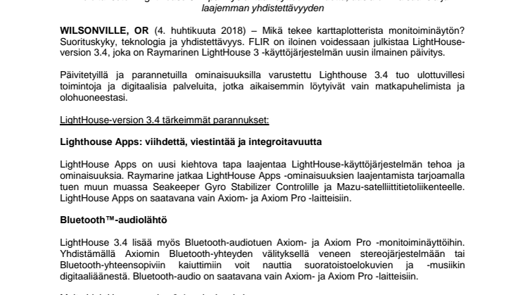 Raymarine: FLIR julkistaa Raymarine LightHouse -käyttöjärjestelmän uuden päivityksen