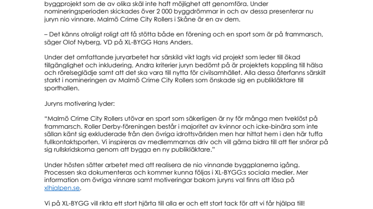 Vinnarna av XL-Hjälpen klara – nio föreningar får hjälp att rusta upp