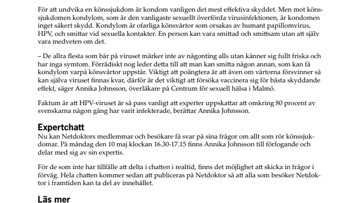 Expertchatt om könssjukdomar