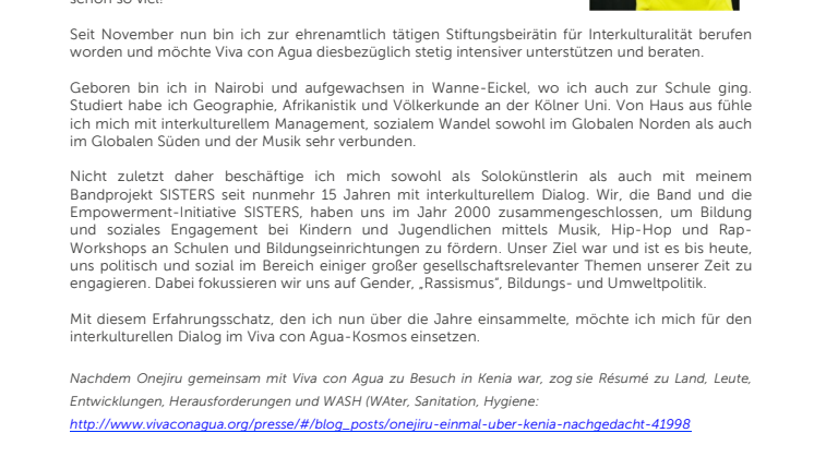 Auf ein Wasser mit Onejiru: Ehrenamtliche Stiftungsbeirätin für Interkulturalität
