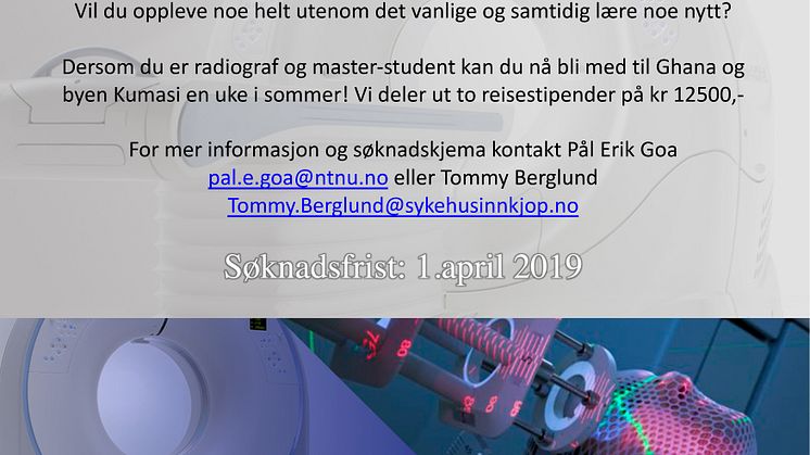Vil du oppleve noe helt utenom det vanlige og samtidig lære noe nytt? Er du radiograf og master-student kan du nå bli med til Ghana og byen Kumasi en uke i sommer!