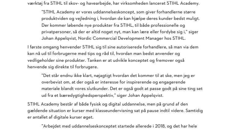 Stor interesse for digitale kurser fra STIHL