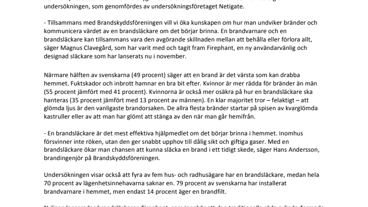 Hälften av alla svenskar saknar brandsläckare - Värst är det bland de som bor i lägenhet