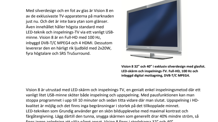 Vision 8; Silver-TV med Askunge-fot