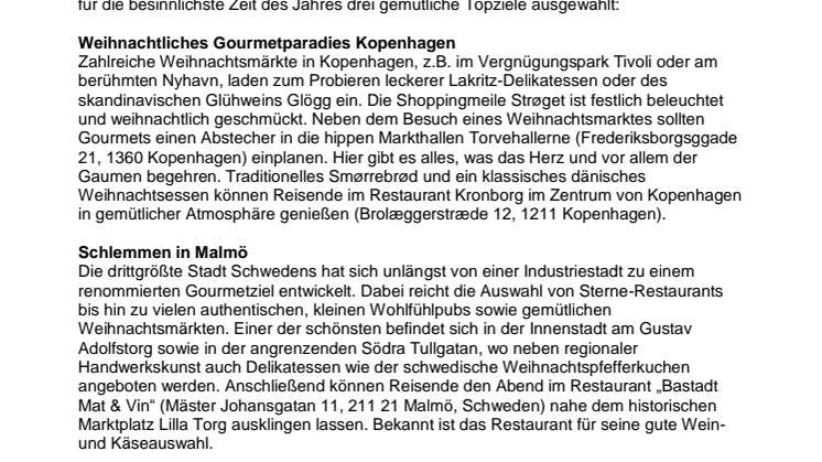 Schon für ab 33,- EUR mit Scandlines zum Advents-Schlemmen nach Skandinavien