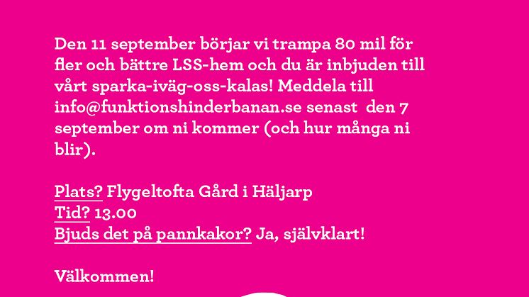 INBJUDAN: Funktionshinderbanan & pannkakskalas i Skåne!