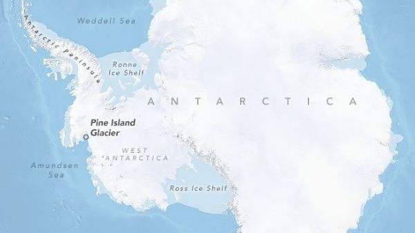 Map of Antarctica showing Pine Island Glacier