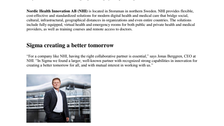 ​Sigma paving the way for Swedish innovations in eHealth that can save lives