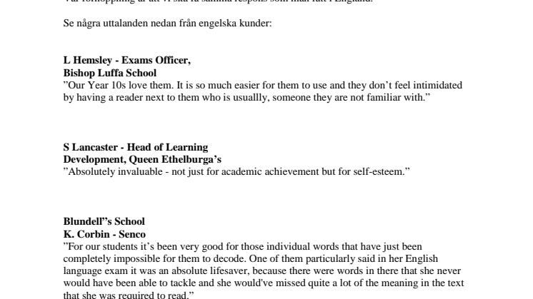 Så säger engelsmännen om talpennan EXAM PEN som läser upp text - utan dator