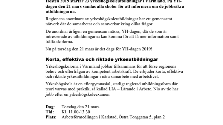 Pressinbjudan - 23 jobbsäkra utbildningar på YH-dagen