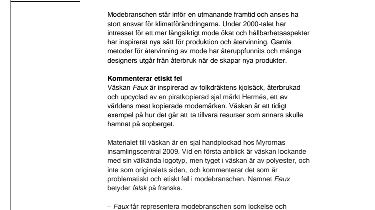 Röhsska museet förvärvar återbrukad och upcyclad design från van Deurs