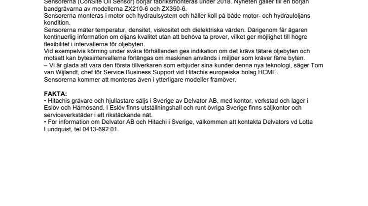 Hitachi först – sensorer håller koll på oljan
