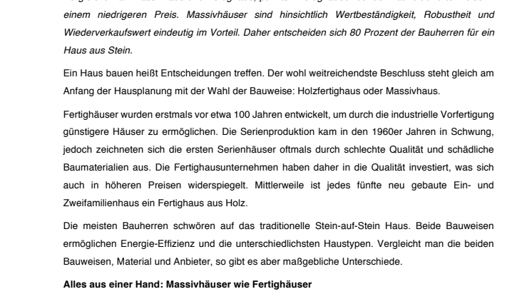 Welche Bauweise ist solider: Massivhaus oder Fertighaus? 