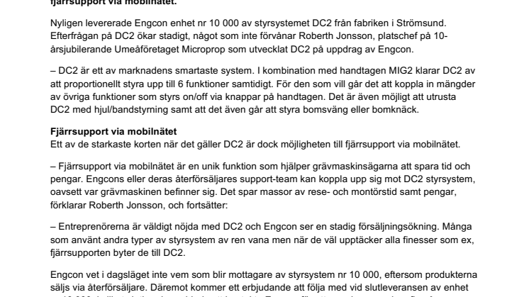 Fler än 10 000 använder nu Engcons styrsystem DC2