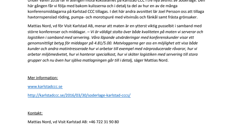 Karlstad CCCs matvlogg Söderläge – havtornspenslad röding