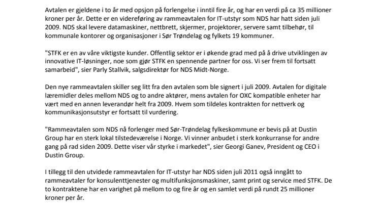 Norsk Data Senter inngår rammeavtale med Sør Trøndelag fylkeskommune