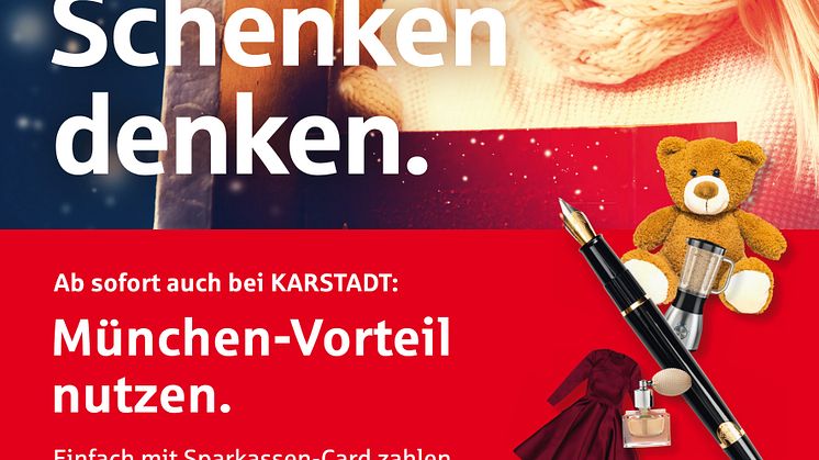 Das Münchner Karstadt Warenhaus ist neuer Partner der Geld-Zurück Aktion „München-Vorteil“. Kunden der Stadtsparkasse München sparen beim Einkauf mit ihrer Sparkassen Card automatisch und erhalten am Monatsende so Geld auf ihr Konto zurück. 