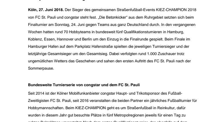 „Die Betonkicker“ gewinnen Finalturnier des KIEZ-CHAMPION 2018