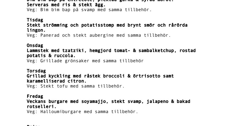 Lunchmeny för Nice Valley Home Restaurant
